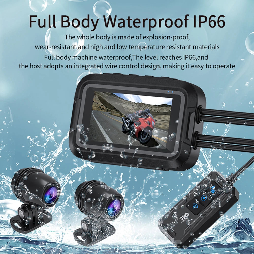 📹 Cámara Dual para Moto 1080P | Frontal y Trasera con GPS, WiFi y Resistente al Agua