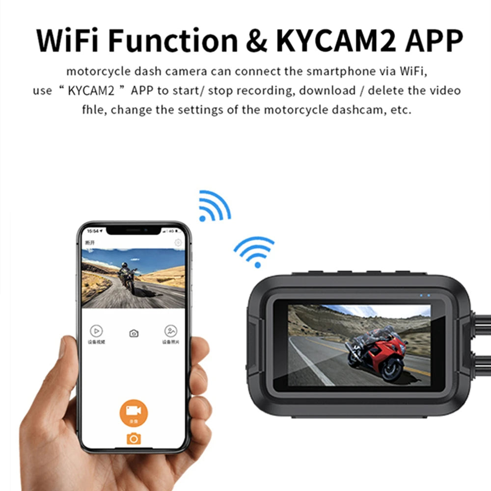📹 Cámara Dual para Moto 1080P | Frontal y Trasera con GPS, WiFi y Resistente al Agua