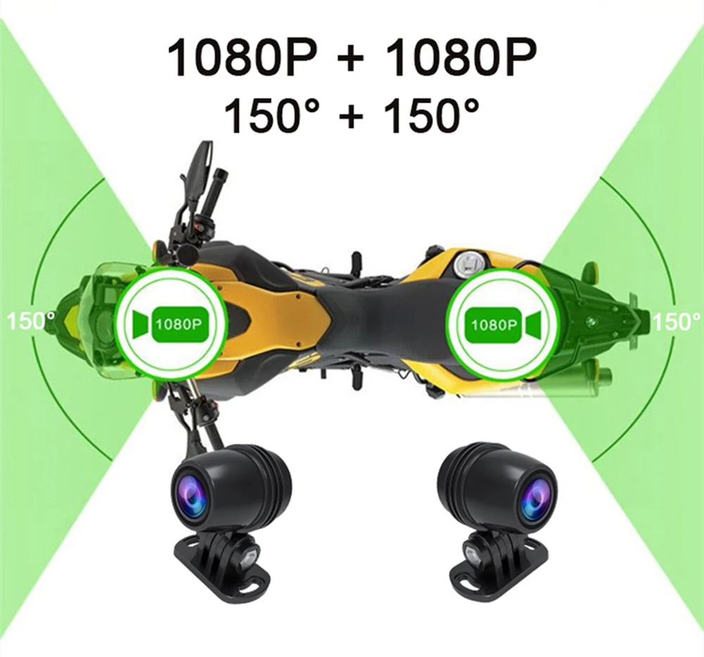 📹 Cámara Dual para Moto 1080P | Frontal y Trasera con GPS, WiFi y Resistente al Agua