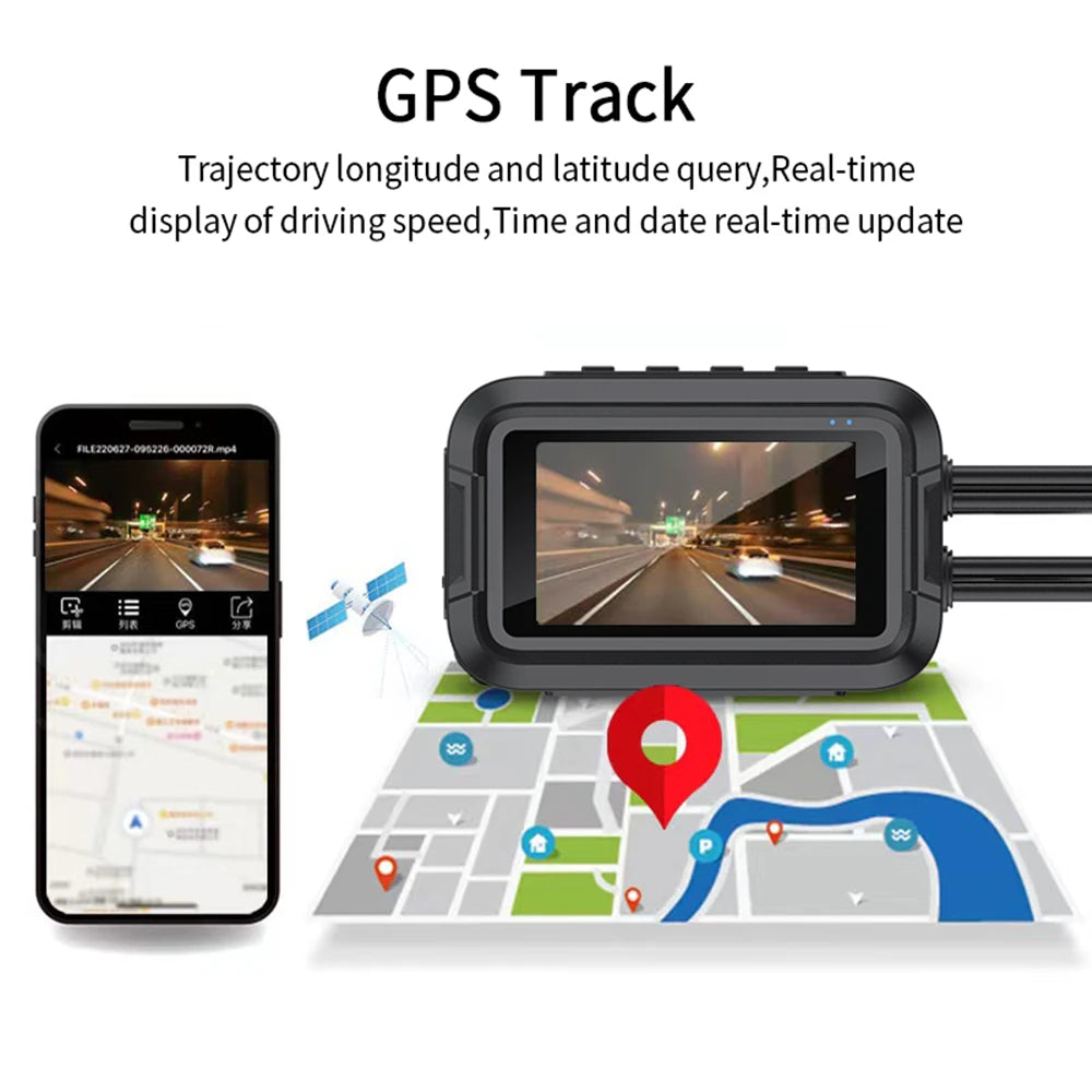 📹 Cámara Dual para Moto 1080P | Frontal y Trasera con GPS, WiFi y Resistente al Agua